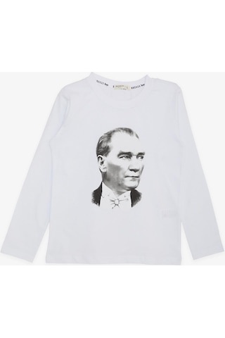 Breeze Atatürk Baskılı Uzun Kollu Tişört 5-14 Yaş, Beyaz-beyaz Beyaz
