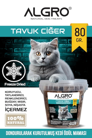 Freeze Dried Kedi Ödül Maması - Tavuk Ciğer Kova Ambalaj 80 Gr