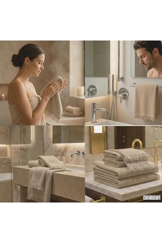 Anilsan 6'li Jelena El Havlusu Seti 50x90 Cm - Yuzde 100 Pamuk Puskullu Havlu, Yumusak Ve Emici, Otel Spa Banyo Mutfak Icin, Oeko-tex Sertifikali, Turkiye Uretimi Açik Gri