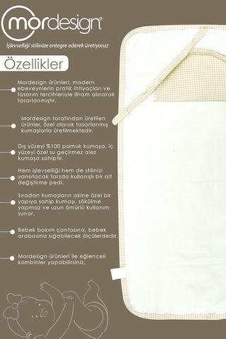 Mordesign Bebek Çanta Alt Açma Minderi Alt Değiştirme Pedi Taşınabilir Bakım Örtüsü Care Serisi, Kahve