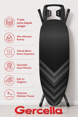 Hediyeli Eiffel Ütü Masası Kılıfı Bezi Örtüsü Antrasit