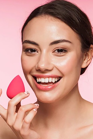 Armut Şeklinde 4lü Profesyonel Yüz Make-up Makyaj Sürgeri Seti Tatlı Hediyelik Islak Kuru Kullan