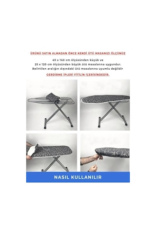 Ütü Masası Kılıfı Örtüsü Bezi Geometrik Desenli İnce Süngerli Ayarlanabilir 45x135 Cm