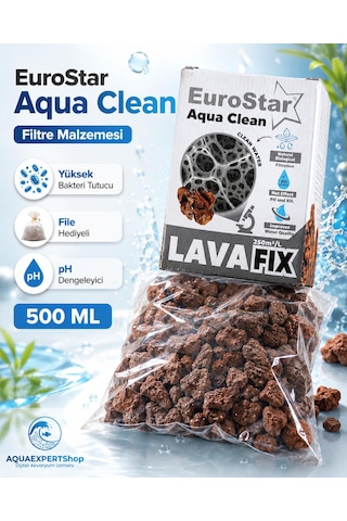 Eurostar Aqua Clean - Akvaryum Filtre Malzemesi - Yükse Bakteri Tutucu - File Hediyeli - Ph Dengeleyici - 500 Ml