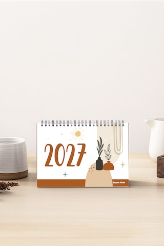 Retro Tasarımlı Spiralli Ayaklı Yeni Yıl 2026 Masa Takvimi Pytktkvm26r Boho