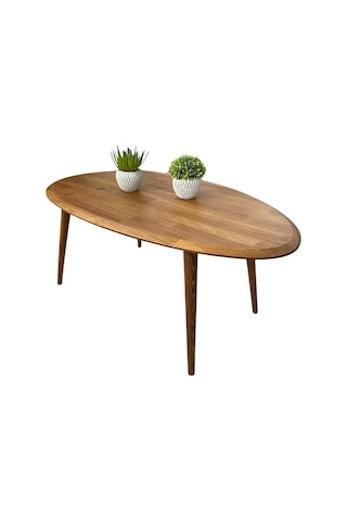 Fawdecor Asimetrik Masif Ahşap Modern İskandinav Oval Ceviz