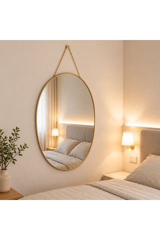 İbico Dekoratif Duvar Aynası Gold Çerçeveli İp Askılı 24x40cm- 18'li Paket