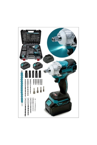 Moonshop Pro Seri 72VF Çift Akülü Somun Bijon Sökme Matkap Kömürsüz Akülü Vidalama 32 Parça Set