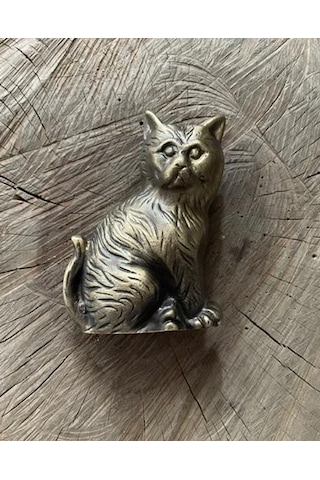 Küçük Kedi Taktak Antik Sarı Pirinç Kapı Tak Tak Kapı Tokmagı