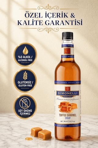 Simonelli Toffee Karamel Kahve Şurubu 700 ML İçecek ve Kokteyl Şurubu + Pompa