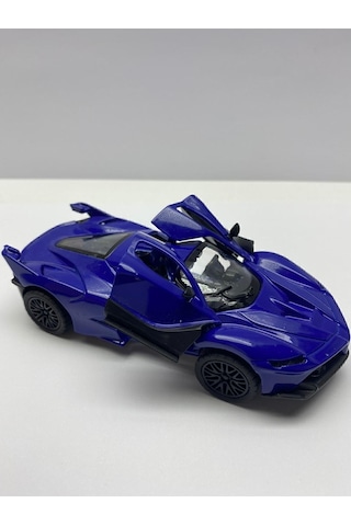 Oyuncak Araba Metal Sesli Işıklı Ferrari Çek Bırak Model Araç 12 Cm Mavi