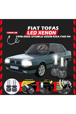 Fiat Tofaş Uzun - Kısa Far Uyumlu Şimşek Etkili Led Xenon Premium Series H4