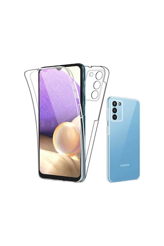 Samsung Uyumlu Galaxy A02S Kilif 360 Derece Full Koruma Ön Arka Seffaf 500543351
