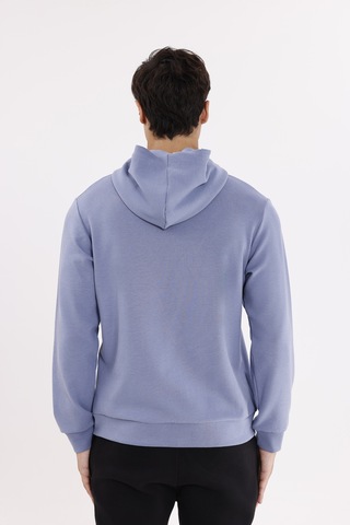 Rowinger Metal Uçlu Kordonlu Tam Fermuarlı Bölmeli Ön Cepli Küçük Nakış Logolu Rahat Kalıp Mevsimlik Kapüşonlu Sweatshirt Lightblue