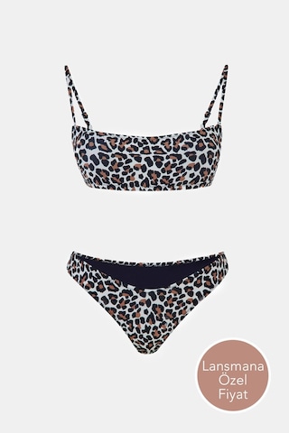 Capetown Leopar Desenli Çıkarılabilir Pedli Bikini Takım Leopar