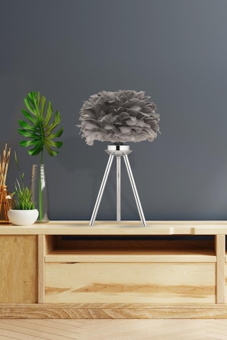 İstanbul Avize Abajur Gümüş Gri Deve Tüylü Abajur Gümüş