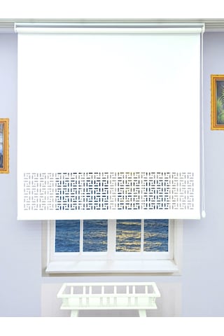 Lazer Stor Perde - Kırık Beyaz Mat Stor Kumaşı - 30 Cm Lazer Yüksekliği - Metal Kasa Ve Kapak Beyaz