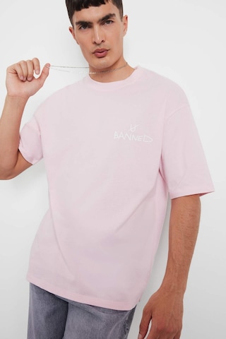 Defacto Loose Fit Bisiklet Yaka Baskılı Kısa Kollu Tişört F5732ax25aupn105 Pembe