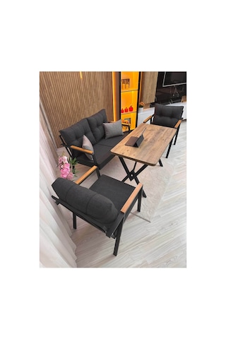Houseart Balkon ,bahçe , Teras , Cafe ,salon , Metal Kanepe , Metal Kanepe Koltuk ,oturma Takımı 2-1-1 , Yemek Masası , Orta Masa Antrasit