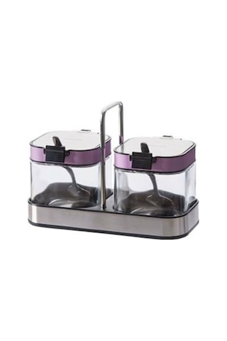 Emsan Plaza 2'li Kaşıklı Baharat Seti Mor