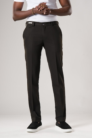 Ecer Slimfit Beli Yarım Lastikli Likralı Duble Paça Yazlık Kumaş Pantolon Siyah