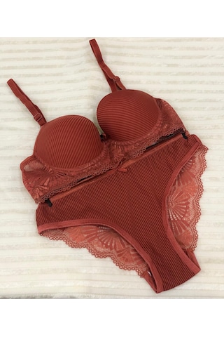 Umt Underwear Umt Kadın Dolgulu B Cup Balenli Telli Sütyen Takımı Kiremit