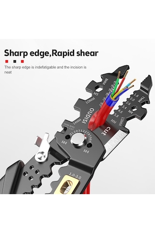 25'i 1 Arada Elektrikçi Çok Amaçlı Kablo Sıyırma Aleti Siyah