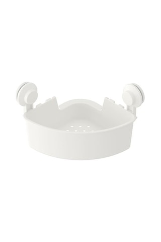 Beyaz Duş Sepeti Üçgen Model Ikea Banyo Raf Vantuzlu Sepet Beyaz