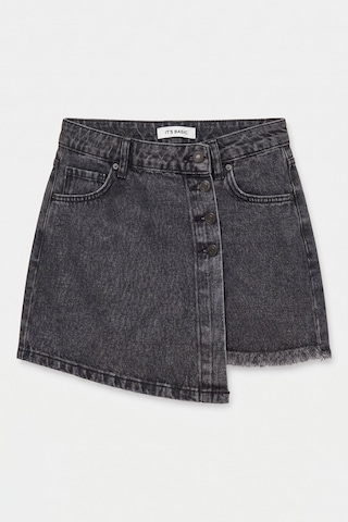 Itsbasic Kadın Gri Renk Önü Düğmeli Denim Şort Etek 1638 Gri