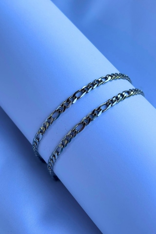 El İşçiliği Paslanmaz Çelik Zincir Erkek Kolye Gümüş - Beyaz