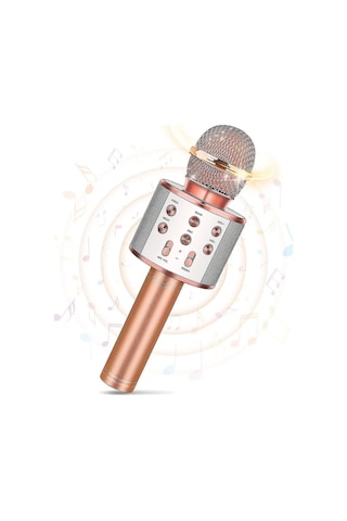 Thentech Kendinden Hoparlörlü Portatif Karaoke Mikrofonu Bluetooth Usb Kablo İle Çalışan Karaoke Mikrofon Turuncu