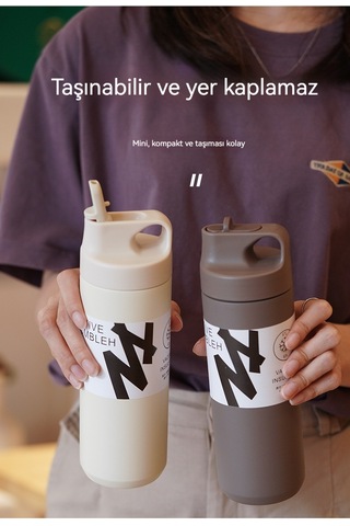 Yaratıcı Ve Şık Spor Pipetli Bardak-beyaz