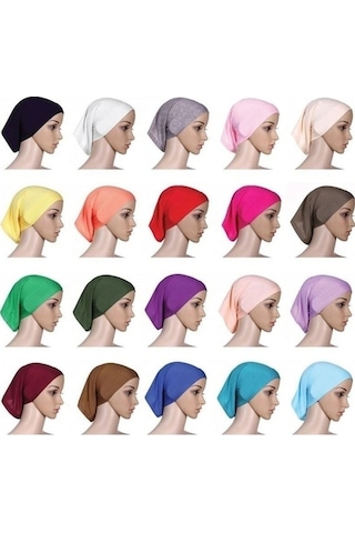 Novahub Beyaz Yüz Altında Eşarp Tüp Kaput Kap Kemik İslam Kadın Baş Örtüsü Başörtüsü Beyaz Beyaz