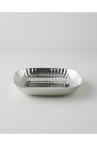 English Home Anissa Metal Dekoratif Tabak 27,5x22x4 Cm Gümüş