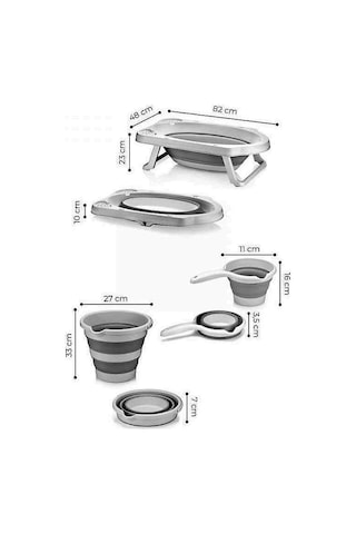 Hobby Life Katlanır Küvet Ve Bebek Yıkama Banyo Seti Antrasit Gri