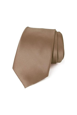 Tezzgelsin Erkek Saten Kravat ve Mendil Set Açık Kahve Açık Kahverengi