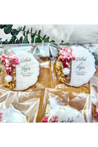 Poşetli Epoksi Magnet 45 Adet Söz Nişan Nikah Kına Düğün Hediyeli