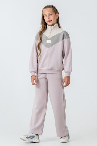 Kız Çocuk Kelebek Detaylı Yarım Fermuarlı 3 İplik Kalın Kışlık Eşofman Takımı Ak4233 Lila