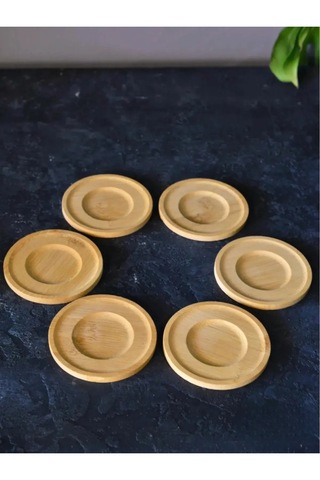6 Lı Yuvarlak Bambu Bardak Altlığı Seti Doğal, Şık Ve Dayanıklı İçecek Altlığı Bambu