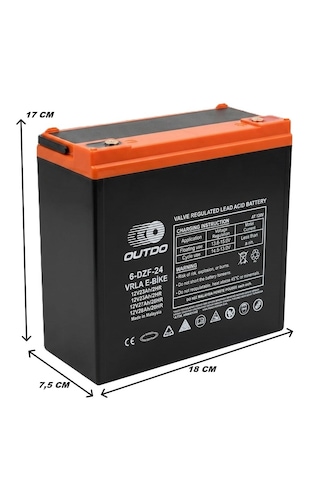 Outdo 6-dzf-24 12v 24 Ah Jel Elektrikli Bisiklet Aküsü 7 Kg 2026- Huawei Üretimi