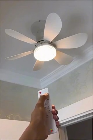 Büyük 30w Led Işıklı 52cm Direk Duya Kolay Montajlı Uzaktan Kumandalı Sinek Kovucu Tavan Pervanesi Vantilatörü Aspiratörü