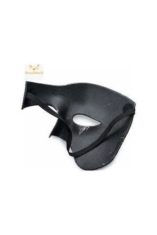 Siyah Yarım Erkek Maske Phantom Parti & Balo Maskesi Açık Bej