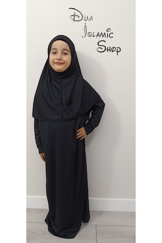 Kız Çocuk Tek Parça Namaz Elbisesi Siyah