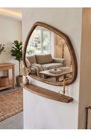 Dekoratif Asimetrik Model 110x80 Cm Aynalı Dresuar - Raf Ceviz