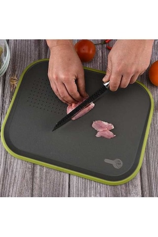 Dancemonkey Çok Fonksiyonlu Kaymaz Çift Taraflı Kesme Tahtası Pratik Ve Dayanıklı Gri - Yeşil