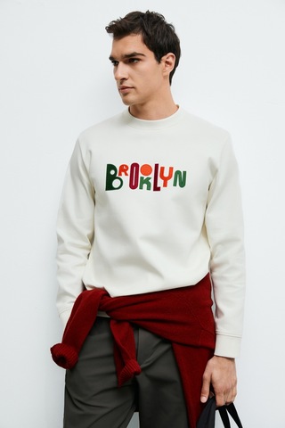 Lufian Fınn Erkek Sweatshirt Kırık Beyaz Kırık Beyaz 112030202100510