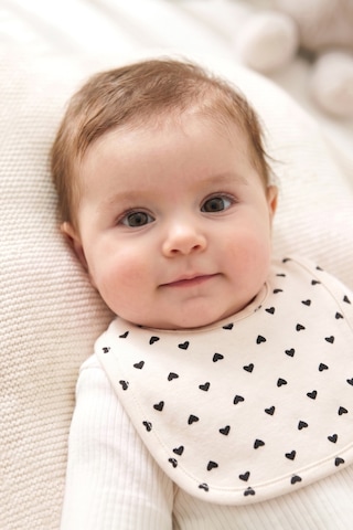 Just Inner Kız Bebek 2'li Pamuklu Önlük Kalpli Çizgili Çıtçıtlı Çift Katlı Cilt Dostu 684304 Krem