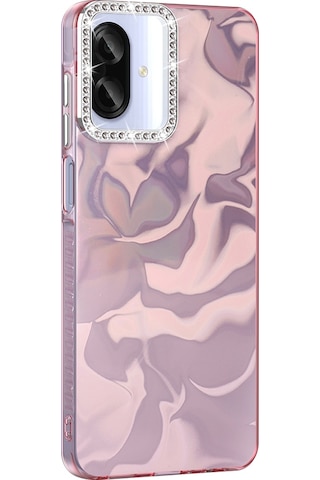 Samsung Uyumlu Galaxy A07 Kılıf Airbagli Parlak Taş Detay Tasarımlı Zore Esila Kapak Pembe