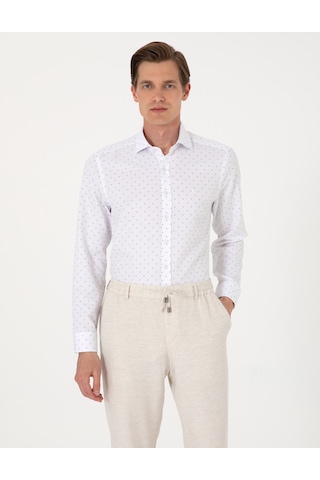 Pierre Cardin Erkek Beyaz Gömlek Desenli 50307134-vr013 Beyaz