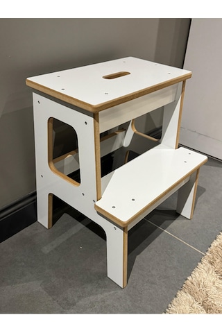 Basamaklı Mutfak Tabure Merdiven Beyaz